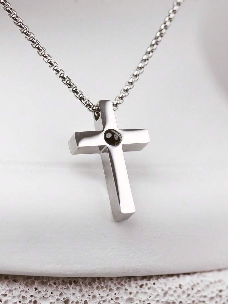 Hidden Memory Projection Silver Necklace – Christian cross Keepsake Gift