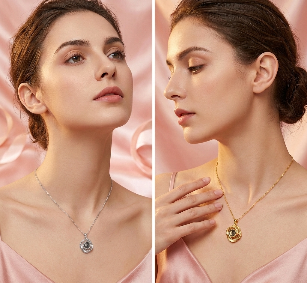 Hidden Memory Projection Silver Necklace – A Romantic Keepsake Gift