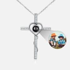 Hidden Memory Projection Silver Necklace – Christian cross Keepsake Gift