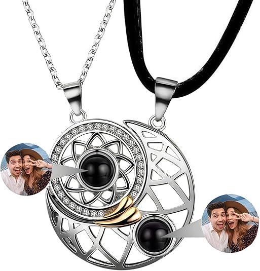 Hidden Memory Projection Silver Necklace Couple Set – A Romantic Keepsake Gift (Copy)