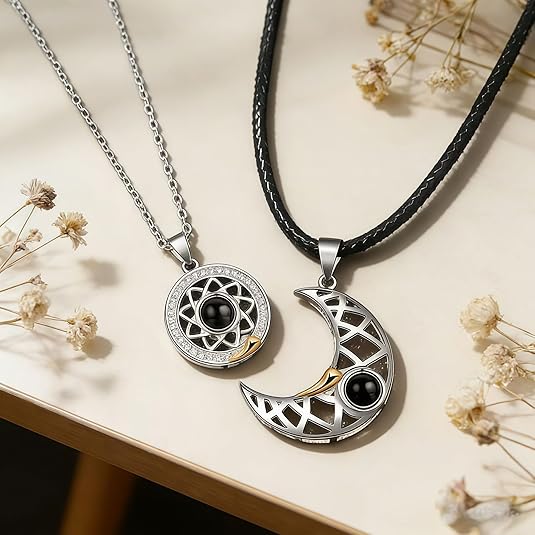 Hidden Memory Projection Silver Necklace Couple Set – A Romantic Keepsake Gift (Copy)