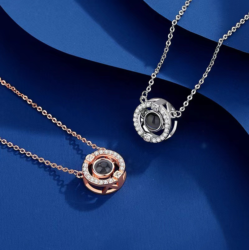 Hidden Memory Projection Silver Necklace – A Romantic Keepsake Gift