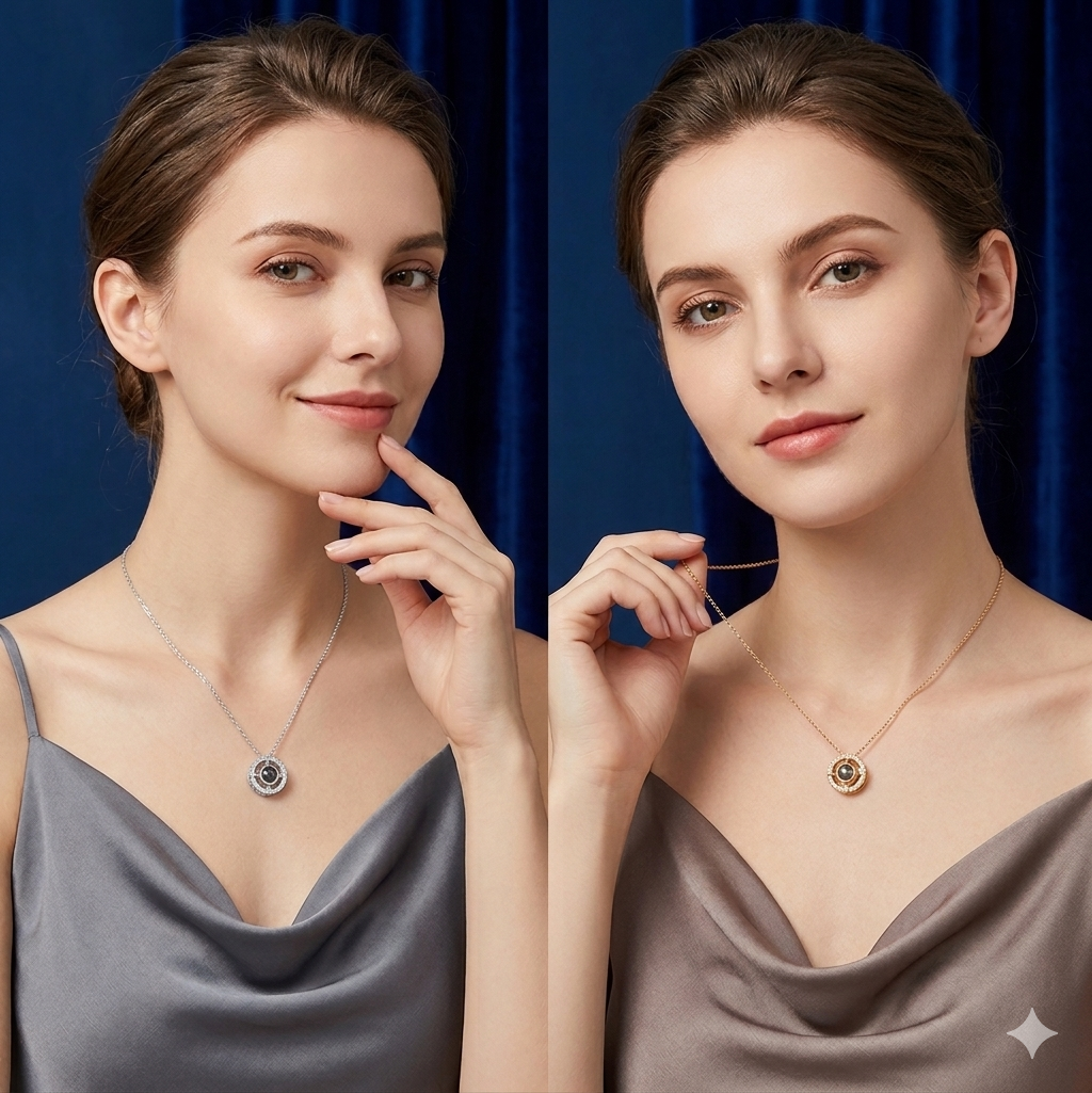 Hidden Memory Projection Silver Necklace – A Romantic Keepsake Gift