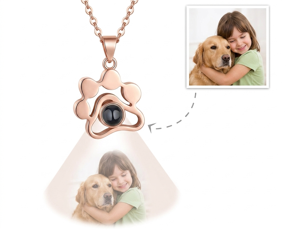 Hidden Memory Projection Silver Necklace – Pet Keepsake Gift